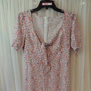 Floral Dress Zip Up Back Size Medium